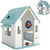 AIYAPLAY Casetta per Bambini 5 in 1 in PP Multicolore con Palla da Basket, Anelli e Freccette, 132x118x124 cm | Aosom Italy