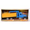 New Ray MACK GRANITE DUMP YELLOW TRUCK BLUE W/CRANE PLASTICA 1:18