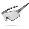 ROCKBROS Occhiali da Sole Polarizzati, Occhiali da Ciclismo Bici Protezione UV400 Antivento Bicicletta Uomo Donna con Montatura per Miopia Sportivi MTB Corsa Pesca, Grigio Trasparente