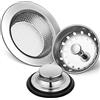 Mudder 3 filtri universali per lavello da cucina in acciaio inox, anti-intasamento, tappo a bordo largo, setaccio per scarico del lavello (argento)