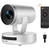 Nuroum V403 PTZ Webcam, Doppio Microfono Zoom ottico 5X/Autofocus, 1080P FHD...