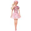 Barbie il film - margot robbie, bambola da collezione con camicetta e gonna tutù rosa, capelli acconciati e gioielli coordinati