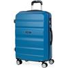 ITACA - Valigia Da Stiva Rigida - Trolley Grande Con Ruote, Valigia 23kg Per Viaggi, Trolley Da Stiva Resistente. Lucchetto a Combinazione, Blu