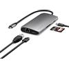 SATECHI Adattatore multiporta 8 in 1 USB-C Hub V3, HDMI 8K a 60Hz, ricarica da 100 W, 4 porte dati USB, Ethernet, lettore di schede SD, per laptop, MacBook Air e Pro M4, iPad, Windows, Grigio Siderale