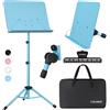 CAHAYA Leggio Musicale Pieghevole per Spartiti & Supporto per Tavolo 2IN1 Leggio Spartiti Musicali da Orchestra Portatile con Altezza Regolabile da 80-145cm Colore Blu Modello CY0194-3