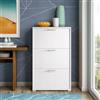 Dmora - Scarpiera Iris, Mobile multiuso da ingresso con 3 ante a ribalta, Armadietto portascarpe moderno, 100% Made in Italy, 67x18h112 cm, Bianco