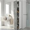 Dmora - Armadio multiuso Aquilegia, Mobile lineare a 1 Anta battenti e 4 ripiani regolabili, Mobile a colonna per bagno, 100% Made in Italy, 45x45h195 cm, Cemento e Bianco
