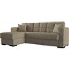 Dmora Divano Letto con penisola Fernando, Divano ad Angolo Reversibile, Sofà Contenitore da Soggiorno con Chaise Longue e 2 Cuscini, 230x150h81 cm, Beige