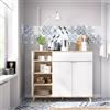 Dmora - Credenza Sumbra, Buffet dispensa da soggiorno, Madia da salotto moderna a 2 ante, 120x40h102 cm, Bianco e Rovere