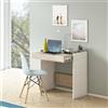 Dmora - Scrivania Clematide, Scrittoio moderno con cassetto, Tavolo da studio o ufficio porta PC portalibri, 100% Made in Italy, 80x40h79 cm, Bianco e Rovere