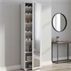 Dmora - Scarpiera Datura, Mobile multiuso da ingresso con anta a specchio , Armadio moderno portascarpe a 7 ripiani, 100% Made in Italy, 50x32hx182 cm, Bianco