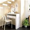 Dmora - Scrivania Losetta, Scrittoio multiposizione con piano estraibile, Consolle da studio lineare con 2 cassetti, 99x70h88 cm, Bianco