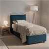 Talamo Italia Dmora Letto Singolo Carla, Letto Contenitore con Rivestimento in Tessuto, 100% Made in Italy, Apertura Frontale, Adatto per Materasso Cm 90x200, Blu