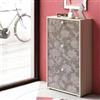 Dmora Scarpiera Moderna a 3 Ante a ribalta, 100% Made in Italy, Mobile portascarpe da Ingresso a Doppia profondità , cm 67x28h112, Colore Olmo e Fantasia Fiori
