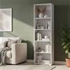 Dmora Libreria Girasole 30x60x195h cm Bianco 5 Ripiani Ripiano Regolabile, Biblioteca Installazione Libera Made in Italy