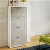 Dmora Scarpiera Rosa 28x67x147h cm Bianco 24 Paia 4 Ante, Mobile Portascarpe 8 Vani Made in Italy