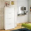 Dmora - Scarpiera Rosa, Mobile multiuso da ingresso con 4 ante a ribalta, Armadietto portascarpe a doppia profondità, 100% Made in Italy, 67x28h147 cm, Bianco