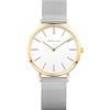 BERING 14134-010 Orologio da donna al quarzo, orologio da polso con cassa in acciaio inossidabile color oro da 34 mm e quadrante bianco, cinturino in maglia milanese, vetro zaffiro, 3 ATM