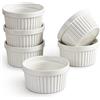 homEdge Set di 6 pirottini in porcellana da 240 ml, per gelato, crème brûlée, soufflé, per cottura al forno, colore: bianco