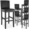 TecTake® Set di 6 sgabelli da Bar con Gambe in Legno Massiccio, Seduta Confortevole, Altezza Regolabile 107 cm, Sedia da Pranzo Design Ergonomico, Ideale per Sala da Pranzo e Cucina - Nero