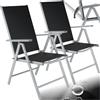 TecTake® Set Sedie da Giardino, Sedie Sala da Pranzo 2 Pezzi per Esterno con Braccioli, Set Sedie Pieghevole, Reclinabile, Schienale Regolabile in 7 Posizioni - Nero/Argento