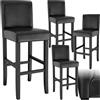 TecTake® Set di 4 sgabelli da Bar con Gambe in Legno Massiccio, Seduta Confortevole, Altezza Regolabile 107 cm, Sedia da Pranzo Design Ergonomico, Ideale per Sala da Pranzo e Cucina - Nero