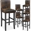 tectake® Set di 6 sgabelli da Bar con Gambe in Legno Massiccio, Seduta Confortevole, Altezza Regolabile 107 cm, Sedia da Pranzo Design Ergonomico, Ideale per Sala da Pranzo e Cucina - Marrone Anticato