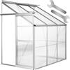 TecTake® Serra da Giardino, Telaio in Alluminio Anodizzato, Serra per Orto con Lastre in Policarbonato, Serra a Parete con Porta Scorrevole e Lucernaio per Ventilazione, 192x128x202 cm