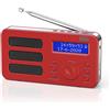 August MB225 - Radio portatile con funzione DAB+/DAB/FM RDS, 40 preset, radio digitale stereo/mono con timer di standby, doppio allarme, snooze e batteria ricaricabile, connessione