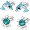 FIVE-D Orecchini per bambini, a forma di tartaruga, in argento 925, di alta qualità, set regalo per bambini, Onesize, Argento sterling, Nessuna pietra preziosa