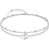 CHIC & ARTSY 925 Sterling Silver Cavigliere Multistrato Catene per Piedi Braccialetti Cuore Gioielli Estivi da Spiaggia per Donne