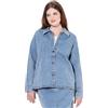 Ulla Popken Jeans da Donna, Colletto Camicia, Maniche Lunghe, Cotone Biologico, Giacche e Blazer, Blu Denim, 52-54