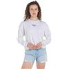 Tommy Hilfiger Tommy Jeans Felpa Donna Essential Logo senza Cappuccio, Bianco (White), L