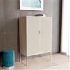 DEGHI Credenza 80x120h cm in acciaio verniciato crema con 2 ante traforate - Eclipse