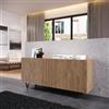DEGHI Madia 180x80h cm noce con 4 ante e gambe in metallo nero - Nilufar