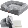 Juskys Cuccia per Cani Sheena M ortopedica, lavabile e antiscivolo - 72 x 60 x 17 cm - Divano per cani morbido per cani grigi - Letto per animali