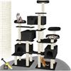 tectake® Albero Tiragraffi per Gatti con 4 Piattaforme, 4 Casette Accoglienti, Tiragraffi Gatto con Diversi Piani di Gioco, 2 Piastre di Base, Colonne in Sisal - Nero