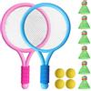 Aoreun Set di racchette da tennis per bambini, Racchetta da tennis per bambini con 4 palline in schiuma 6 volani da badminton, racchetta tennis bambino per interni ed esterni Sport per il tempo libero
