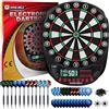Win.max - Set da gioco per freccette con bersaglio elettronico, display LED, freccette a punta morbida, 3 lingue, con 12 frecce e 100 punte