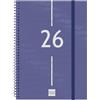 Finocam - Agenda a spirale 2026, vista settimanale verticale, gennaio a dicembre (12 mesi), agenda annuale 2026 con elastico, copertina in polipropilene a spirale, anno blu, spagnolo