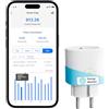 Meross Presa Smart WiFi con Monitoraggio Consumi, Presa Intelligente 16A, Presa Smart Schuko (Type F) Compatibile con Alexa, Google Home e SmartThings, Controllo Vocale e Remoto, 1 Pezzo