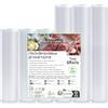 KitchenBoss Rotolo Sottovuoto Alimenti 6 Rotoli：Sacchetti Sottovuoto Alimenti 3 Rotoli 15 x 300 cm + Rotoli 20 x 300 cm per Macchina Sottovuotoe & Cottura Sous Vide, Senza BPA
