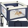 tectake® Lettino Da Viaggio Bambini, Box Neonato Pieghevole, Letto Campeggio Bebè, Box Gioco Traspirante, Materassino Incluso, Chiusura Compatta, Montaggio Facile, Tessuto Lavabile - Blu