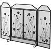 HOMCOM Parascintille Pieghevole per Camino in Acciaio e Metallo Nero con 2 Porte a Chiusura Magnetica, 125x80cm|Aosom