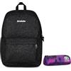 Invicta Zaino Scuola Carlson, Nero Scintillante, Mono Scomparto Con Tasca per PC e Tasca per Borraccia, 24 lt, Scuola Media e Superiore, Zaino Ragazza + BUSTINA SPACE PINK INVICTA