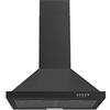 PKM 6090BV - Cappa aspirante da parete, con filtro a carbone, in lamiera d'acciaio nera, 60 cm, illuminazione a LED, classe di efficienza energetica A++