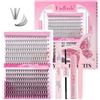 FADLASH Kit di Extension Ciglia a Ciuffetti 10D e 20D, 280pcs Ciglia Cluster Individuali da C Curl Mix 8-16mm, Bond and Seal, Rimuovi Colla, Pinzette, DIY a Casa Saloni