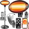 KESSER® Stufa a infrarossi, 2000 W, con WiFi e telecomando, girevole a 360°, regolabile in altezza, supporto e montaggio a parete, protezione antiribaltamento, IPX4, resistente agli spruzzi d'acqua,