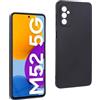 REY Cover in Gel TPU Nera per Samsung Galaxy M52 5G, Ultra Sottile 0,33 mm, Morbido Flessibile, Custodia Silicone