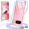 Coiwxmoi Cover per Google Pixel 9 con Cordino 6.3,Trasparente Custodia con Laccio Tracolla Corda Catena Cinghia,Ultra Morbido Silicone TPU Antiurto Case per Google 9, Viola